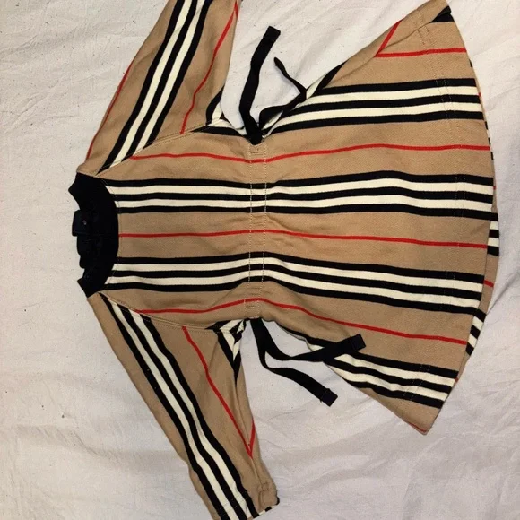 Burberry Beige and Black Striped baby girl dress